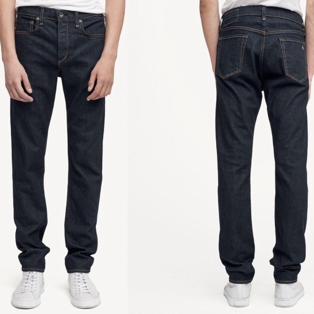 Rag & Bone Fit 2 in Rinse Selvedge blue denim jeans men 34 x 30.5